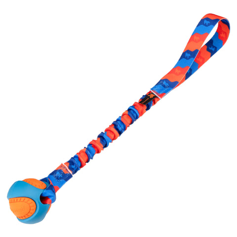 Oransje og blå draleke med giftfri ball og strikk