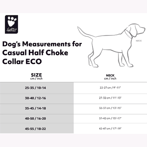 Størrelses tabell Hurtta Eco halvstrup halsbånd